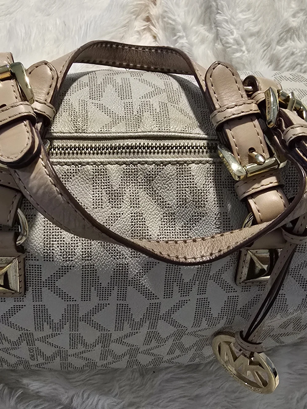 Michael Kors Beige Logo Satchel Bag